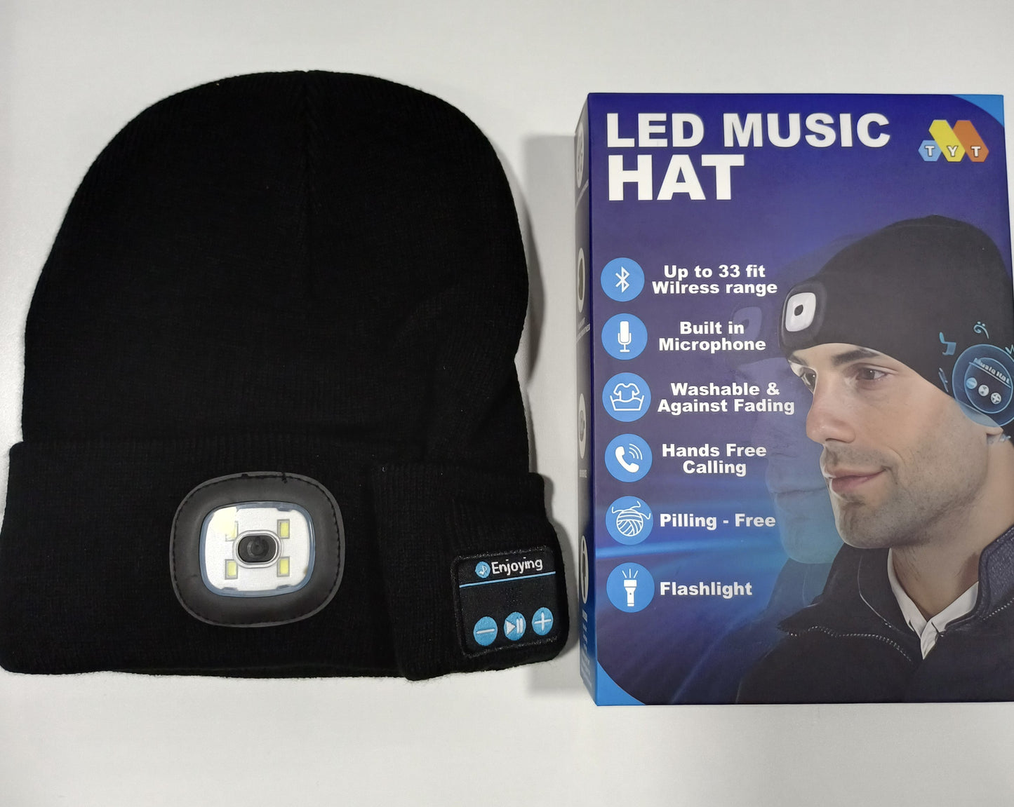 GORRO REPRODUCTO DE MÚSICA CON LINTERNA