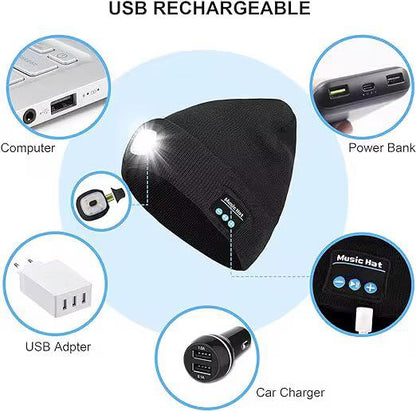 GORRO REPRODUCTO DE MÚSICA CON LINTERNA